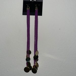 Purple & Gold Hanging Earrings